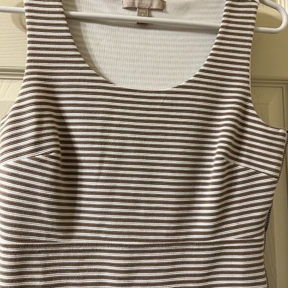 Banana Republic White & Tan Striped Sleeveless Dress Size 2 Petite - Picture 2 of 9